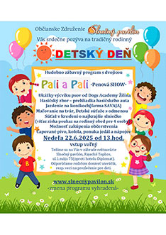 Detský deň - hudobno zábavný program - nedeľa 22.6. od 13.hod.