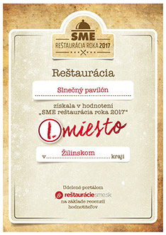 Slnečný pavilón - SME Reštaurácia roka 2017 v Žilinskom kraji